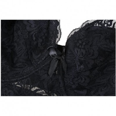 Bras Women Full Cup Bras Breathable Comfort Floral Lace Full Coverage Non Padded Underwired Bra - Black - C0184S5WCKL