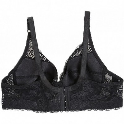 Bras Women Full Cup Bras Breathable Comfort Floral Lace Full Coverage Non Padded Underwired Bra - Black - C0184S5WCKL