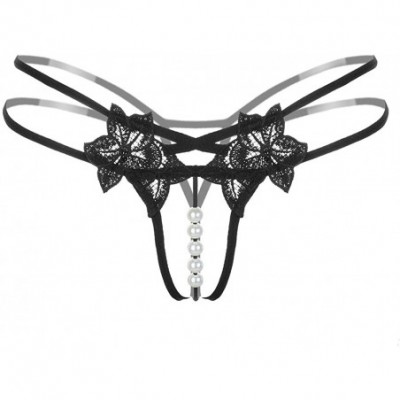 Panties Women Sexy Strappy G String Panties - Black - C118UANDXDW