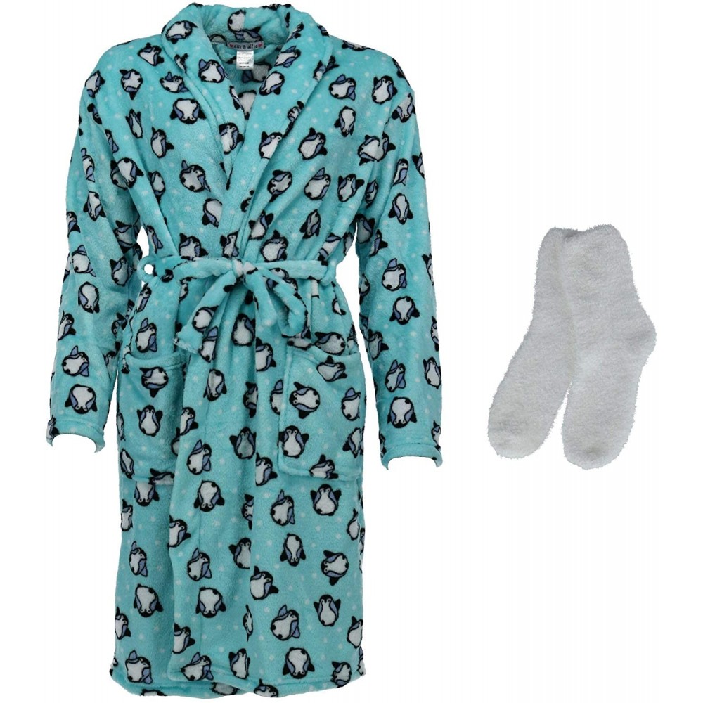 Robes Women's Patterned Plush Robe with Bonus Socks - CT192LRZKGO