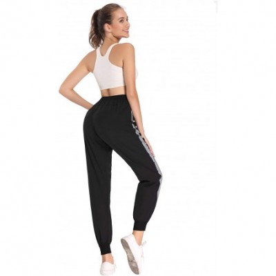 Bottoms Women Active Pants Drawstring Yoga Jogger Workout Sportwear Sweatpants with Pockets - Grey-black - C61908SU524