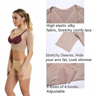 Shapewear Women's Upper Arm Shaper Slimmer Compression Sleeves Chest Support Shapewear Posture Corrector - Beige - CT18WN864Z7