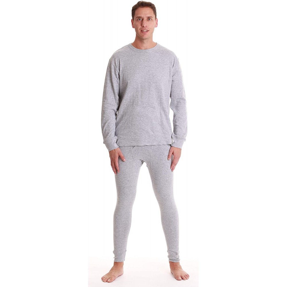 Thermal Underwear Double Layer Thermal Underwear Set for Men Heavy Weight Long Johns - Grey - CE18IGK3AD8