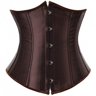 Bustiers & Corsets Women's Waist Corsets-Satin Underbust Waist Training Brocade Corset - Brown - C519CZNESRR