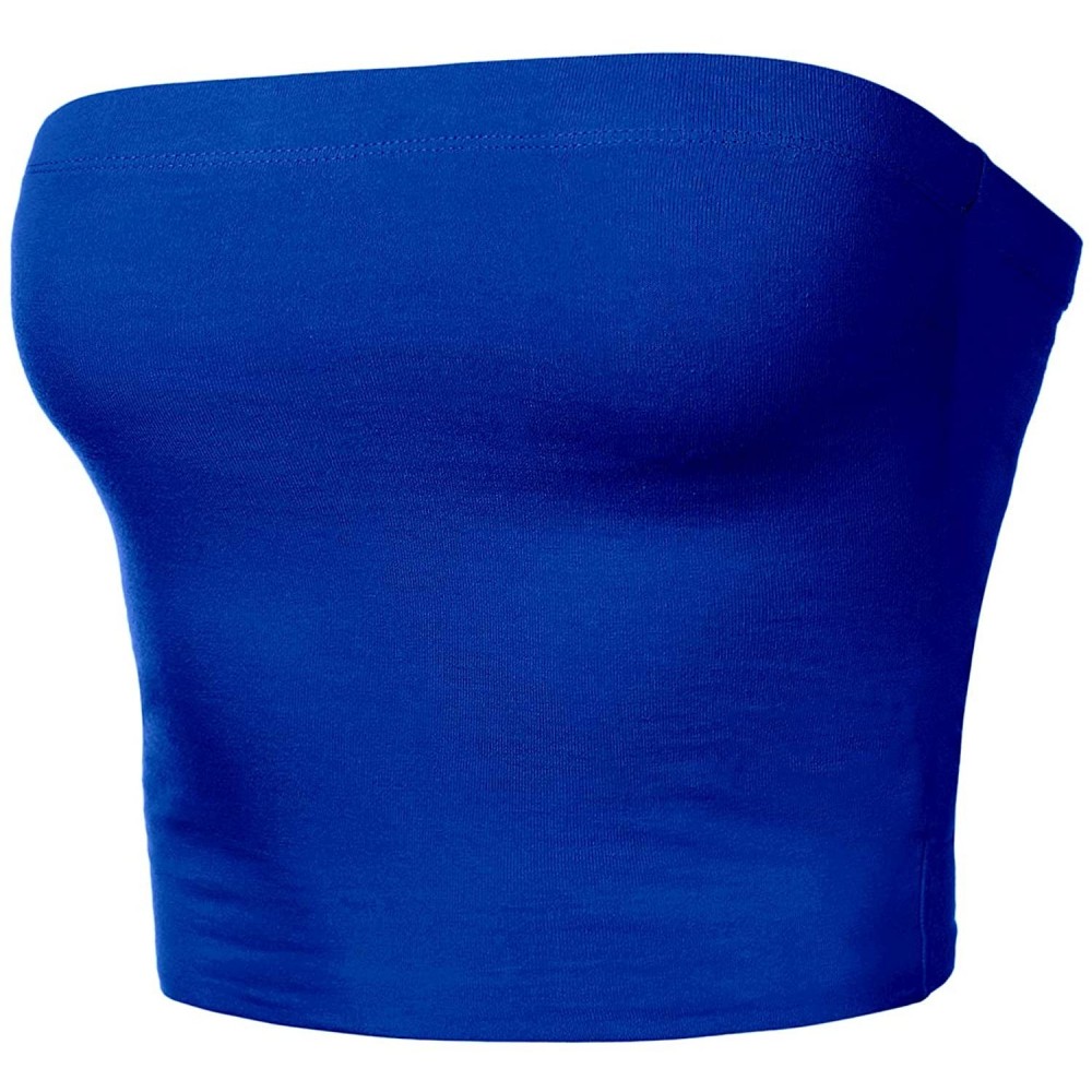 Camisoles & Tanks Women's Strapless Tube Crop Top Cotton Casual Work Out Slim Fit Tube Tops - 863-royal Blue - CK18W83C065