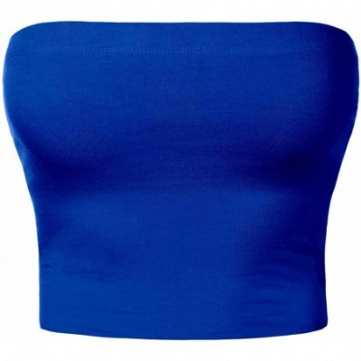 Camisoles & Tanks Women's Strapless Tube Crop Top Cotton Casual Work Out Slim Fit Tube Tops - 863-royal Blue - CK18W83C065