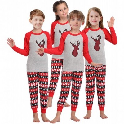 Sets Girls Pajamas for Christmas Children Heart Clothes Toddler Kids Cartoon Sleepwear - Red-handmade-deer - CE18WACT0X9