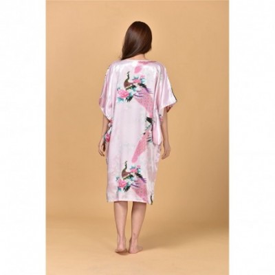 Nightgowns & Sleepshirts Women's Long Loose Peacock Kimono Nightgown Sleepwear Chemise - Pink - C412K0SZ4DL