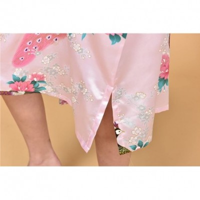 Nightgowns & Sleepshirts Women's Long Loose Peacock Kimono Nightgown Sleepwear Chemise - Pink - C412K0SZ4DL