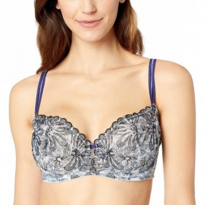 Bras Women's Ellie Floral Embroidery Unlined Bra Bra - Brm Blue Ribbon Blossoms - CB188W6C78H