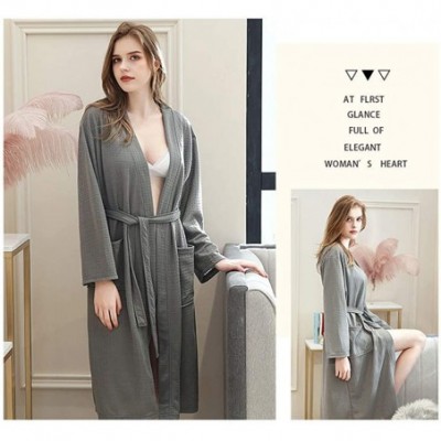 Robes Men's Women's Lightweight Waffle Full-Length Robe - Women/Gray - C0199CINLTQ