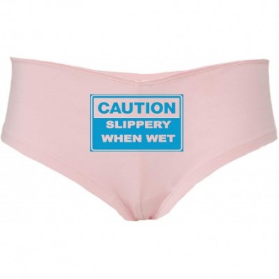 Panties Caution Slippery When Wet Funny Flirty Sexy Pink Underwear - Sky Blue - CO18SQKUW84