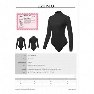 Shapewear Women's Solid Long Sleeve Mock Neck Bodysuit - Aawbsl0003 Red - CO18ZTXZQUL