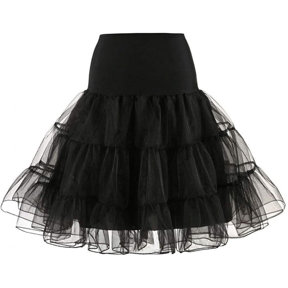 Slips Short Petticoat Crinoline Underskirt Tutu Dance Wedding Dress Skirt Slips - Black - CR19C244ZEG