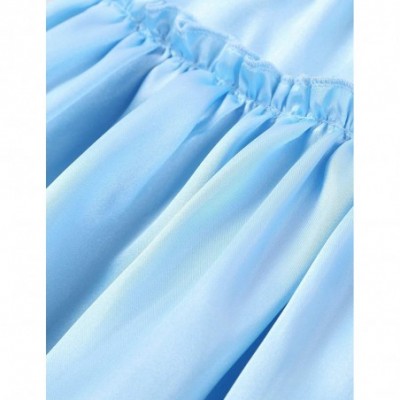 Briefs Men's Satin Frilly Skirt Sissy Crossdress Bloomer Ruffled Skirted Underwear Lingerie - Sky Blue - CF18AA2AQK5