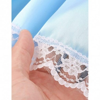 Briefs Men's Satin Frilly Skirt Sissy Crossdress Bloomer Ruffled Skirted Underwear Lingerie - Sky Blue - CF18AA2AQK5