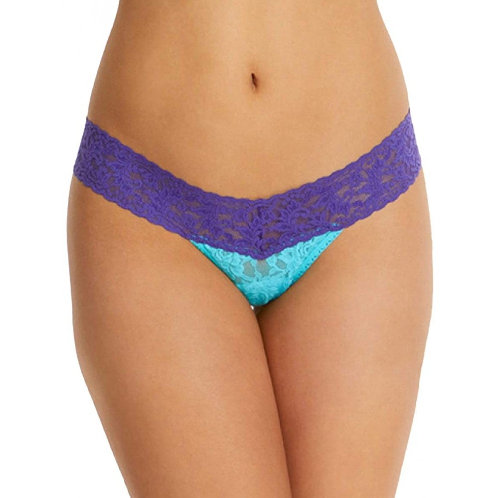 Panties Women's Low Rise Thong (Prints) - Blue/Violet - CZ18ZOS6KGR