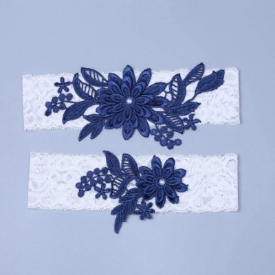 Garters & Garter Belts 2019 Sexy Lace Wedding Garter Set for Bride Stretchy Party Leg Garters Rhinestones - 1-navy - CY1808S2IM6