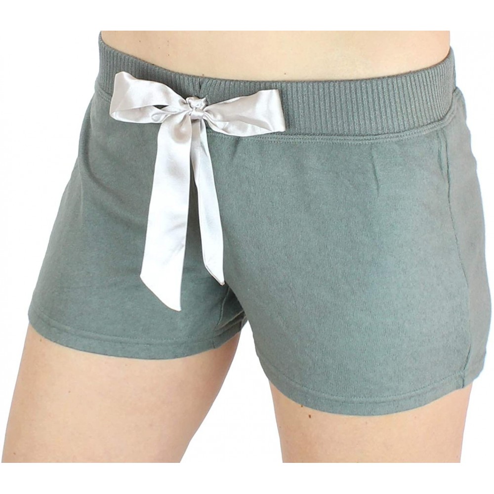 Bottoms Women's Ultra Soft Sleep Lounge Shorts with Satin Tie - Cute Comfy Style - Army Green - C518K0TKAZN