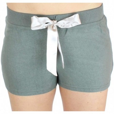 Bottoms Women's Ultra Soft Sleep Lounge Shorts with Satin Tie - Cute Comfy Style - Army Green - C518K0TKAZN