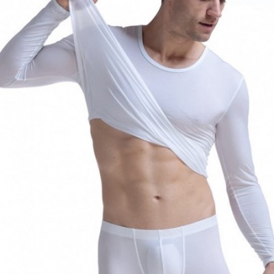 Undershirts Men's Undershirt Polyamide Breathable Long Sleeve T Shirts Underwear - Skin Color - CU189HM4WA9