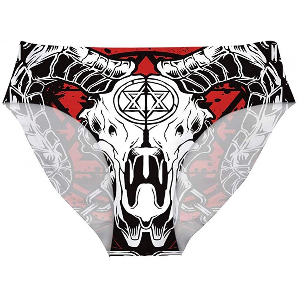 Panties Sexy Women Flower Palm Leaf Retro Underwear Briefs Breathable Hipster Panty - Devil Skull Baphomet Satanic Pentagram ...