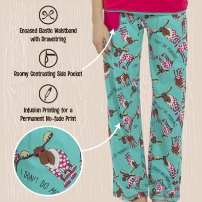 Sets Fitted Pajamas for Women- Cute Pajama Pants and Top Set- Separates - I Don’t Do Mornings Moose Pajama Pants - CW12B1NM6XP