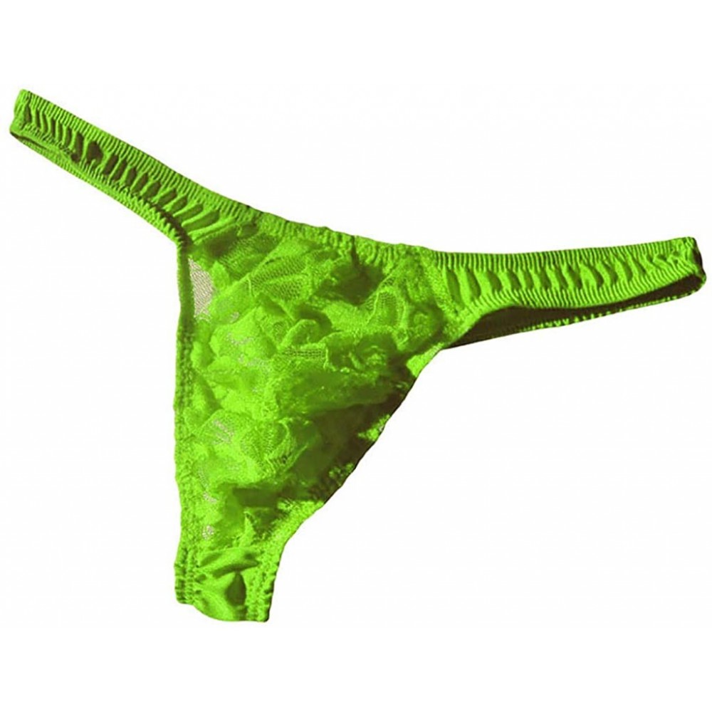 G-Strings & Thongs Men's Sexy Lingerie Underwear Lace Mesh G-String Thongs Panties Briefs - Green - CW194OXLDW6