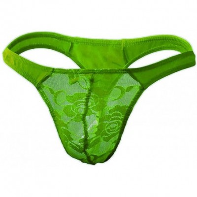 G-Strings & Thongs Men's Sexy Lingerie Underwear Lace Mesh G-String Thongs Panties Briefs - Green - CW194OXLDW6