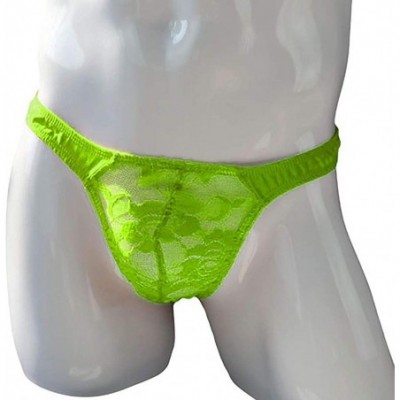 G-Strings & Thongs Men's Sexy Lingerie Underwear Lace Mesh G-String Thongs Panties Briefs - Green - CW194OXLDW6