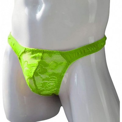 G-Strings & Thongs Men's Sexy Lingerie Underwear Lace Mesh G-String Thongs Panties Briefs - Green - CW194OXLDW6