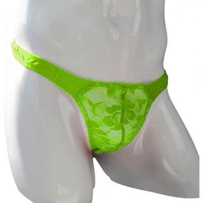 G-Strings & Thongs Men's Sexy Lingerie Underwear Lace Mesh G-String Thongs Panties Briefs - Green - CW194OXLDW6