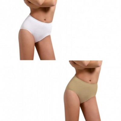 Shapewear Two Briefs Women's Panty Firm Control Seamless Made in Italy - 1 White- 1 Beige - CW18IK45LM2