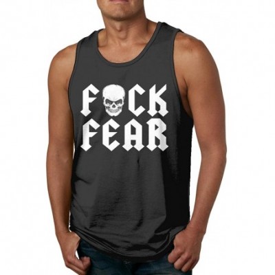 Undershirts F K Fe Ar Drink Beer Austin Wrestling Men's Cotton Undershirts Crew Neck Tank Tops - Black - CE19CKX8GZ8