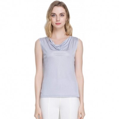 Undershirts Women's Silk Shirt Tank Tops Sleeveless Blouse - Silver Grey - CV18UXWG7W2