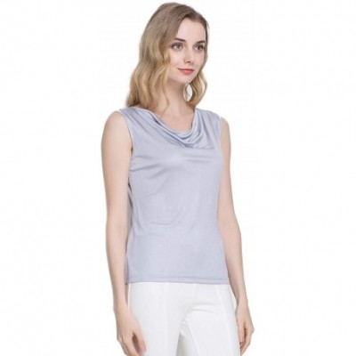 Undershirts Women's Silk Shirt Tank Tops Sleeveless Blouse - Silver Grey - CV18UXWG7W2