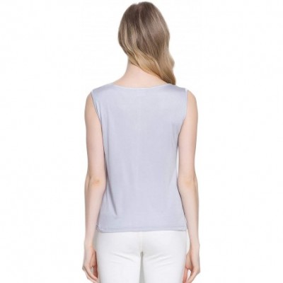 Undershirts Women's Silk Shirt Tank Tops Sleeveless Blouse - Silver Grey - CV18UXWG7W2