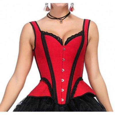 Bustiers & Corsets Women Overbust Steampunk Bustier Lace Up Corset Tops Girdles Lace Dragons Pattern Waist Shaper Corset - Re...