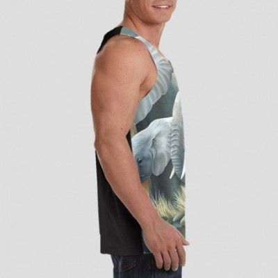 Undershirts Men's Soft Tank Tops Novelty 3D Printed Gym Workout Athletic Undershirt - Wild African Elephant Patterned - CQ19D...