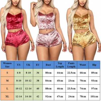 Sets Womens 2 Piece Pajama Sets Sexy Shorts PJ Lingerie Outfit Strap Sleeveless Crop Top+Shorts Sleepwear Nightwear Underwear...