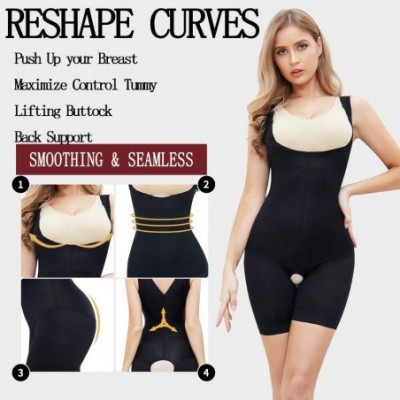 Shapewear Women's Shapewear Bodysuit Tummy Control Shapewear Seamless Open Bust Waist Shaping Body Briefer - Black (Mid Thigh...