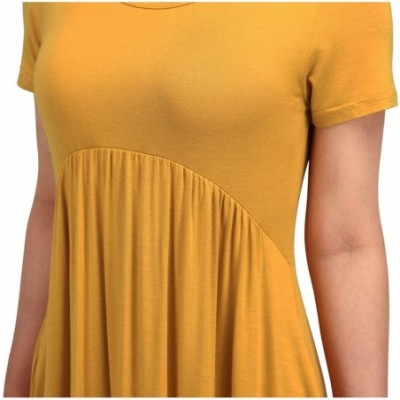 Nightgowns & Sleepshirts Women High Low Empire Waist Pleated Flowy Loungewear Pocket Midi Dress - Yellow - CD18W788YE0