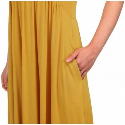 Nightgowns & Sleepshirts Women High Low Empire Waist Pleated Flowy Loungewear Pocket Midi Dress - Yellow - CD18W788YE0