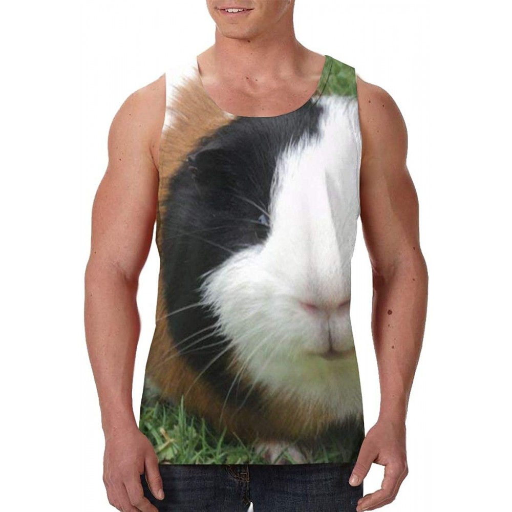 Undershirts Men's Soft Tank Tops Novelty 3D Printed Gym Workout Athletic Undershirt - Cute Guinea Pig - C519DWD6469