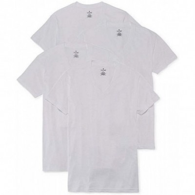 Undershirts V Neck White Shirts (Pack of 4) Blended Cotton Dry+Cool - CA18YNEEM9Y