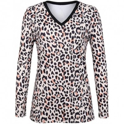 Garters & Garter Belts Womens Leopard Blouse Fashion Printed Long Sleeve V-Neck Casual Shirt Pullover Tops Tunics - G - C1193...