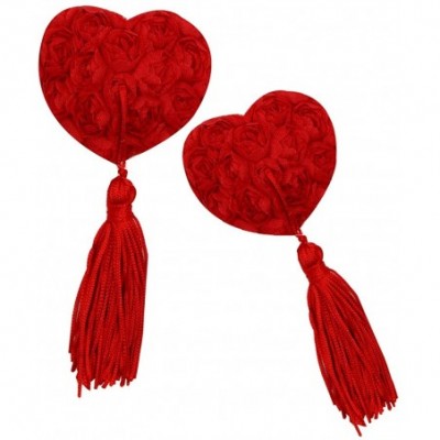 Accessories Reusable Flower Silicone Pasties Bra Sexy Breast Petals with Tassel - Red - CU18E4T283E