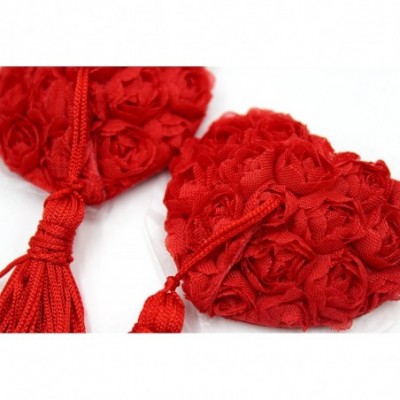 Accessories Reusable Flower Silicone Pasties Bra Sexy Breast Petals with Tassel - Red - CU18E4T283E