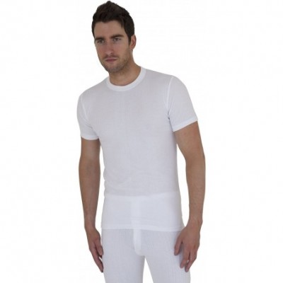 Thermal Underwear Mens Thermal Underwear Short Sleeve T Shirt (British Made) (Chest 36-38inch (Large)) (White) - CG1149KPOLJ