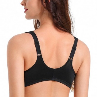 Bras Front Closure Bras for Women Plus Size Underwire Unlined Lace Cup Cushion Strap - Black - C8198CI3DG0